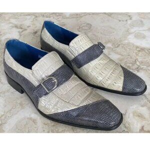Roberto Chillini Retro-style Croc-Embossed Monk Strap Shoes